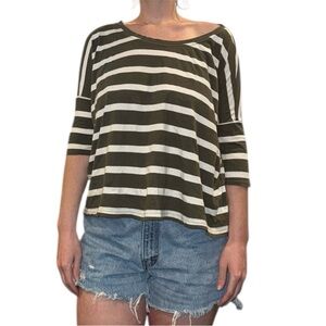 Divided Olive & Cream Striped Long Sleeve Tee